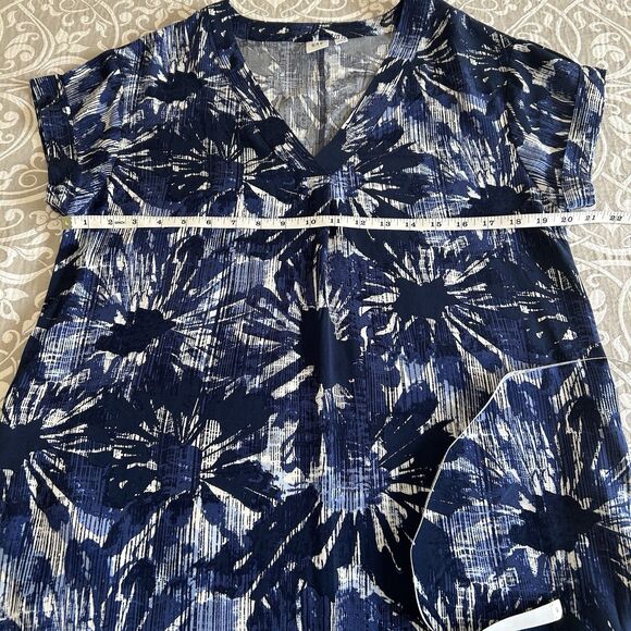 Gap Dress Women M Navy White Floral Tropical Pockets Mini Poolside Beachy Cruise - Picture 5 of 12